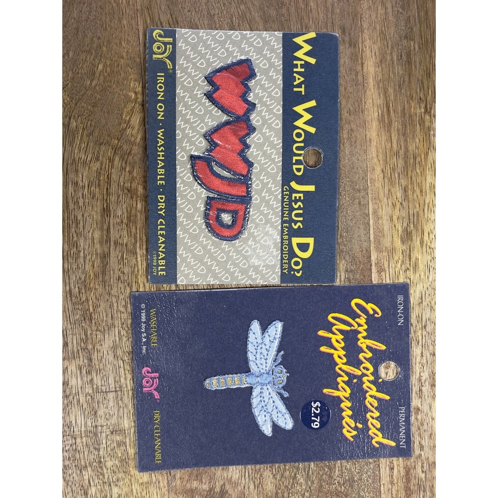 Vintage Joy Iron On Appliques WWJD Dragonfly 90s Y2K Indie Fairycore